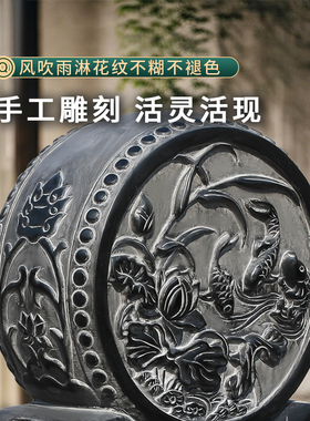 石雕门墩抱鼓石一对公司庭院门口摆件天然青户外装饰石石鼓石墩