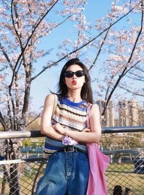 2024新款韩版辣妹凹造型墨镜女高级感ins小框网红街拍太阳墨镜潮