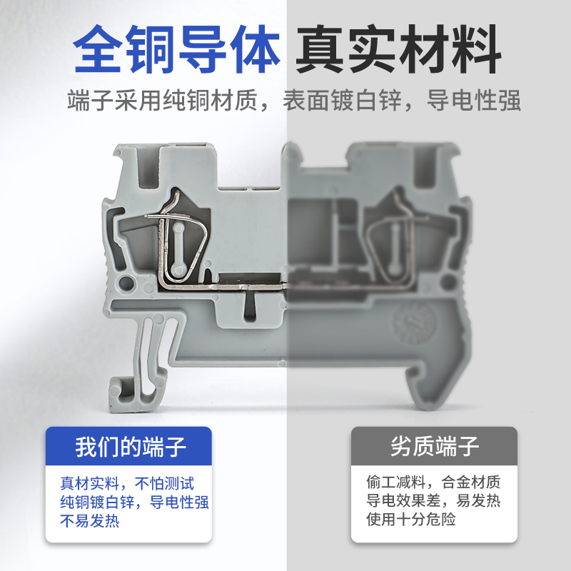 ST2.5接线端子排弹簧端子2.5mm快速导轨式直插型端子b平方UK弹片