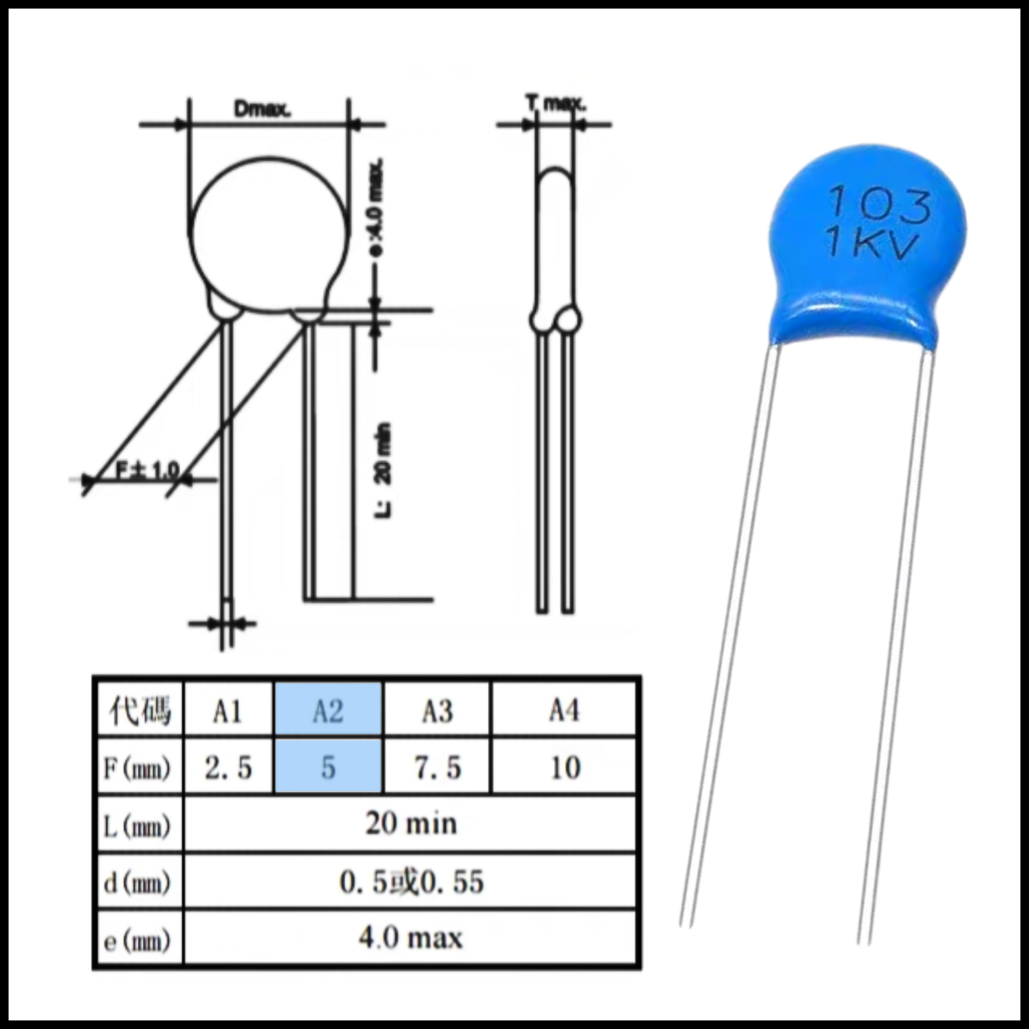 1000V 1KV高压瓷片电容器 容量100PF150PF220PF1000PF10NF脚距5mm - 图1