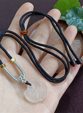 天然冰种玉髓银杏树叶吊坠男女情侣三生有幸项链送女友老婆生日礼