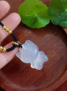 KT猫玛瑙玉髓吊坠小红书爆玉佩送女友可爱迷你玛瑙项链送女友玉坠