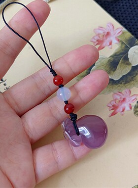 男女烟紫玉髓福袋吊坠手机链