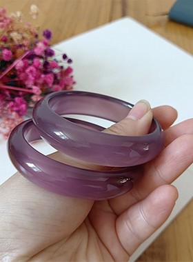 天然帝王紫手镯女士紫色镯子