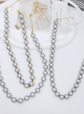 卡罗丽珍珠蓝色珍珠项链简约精致