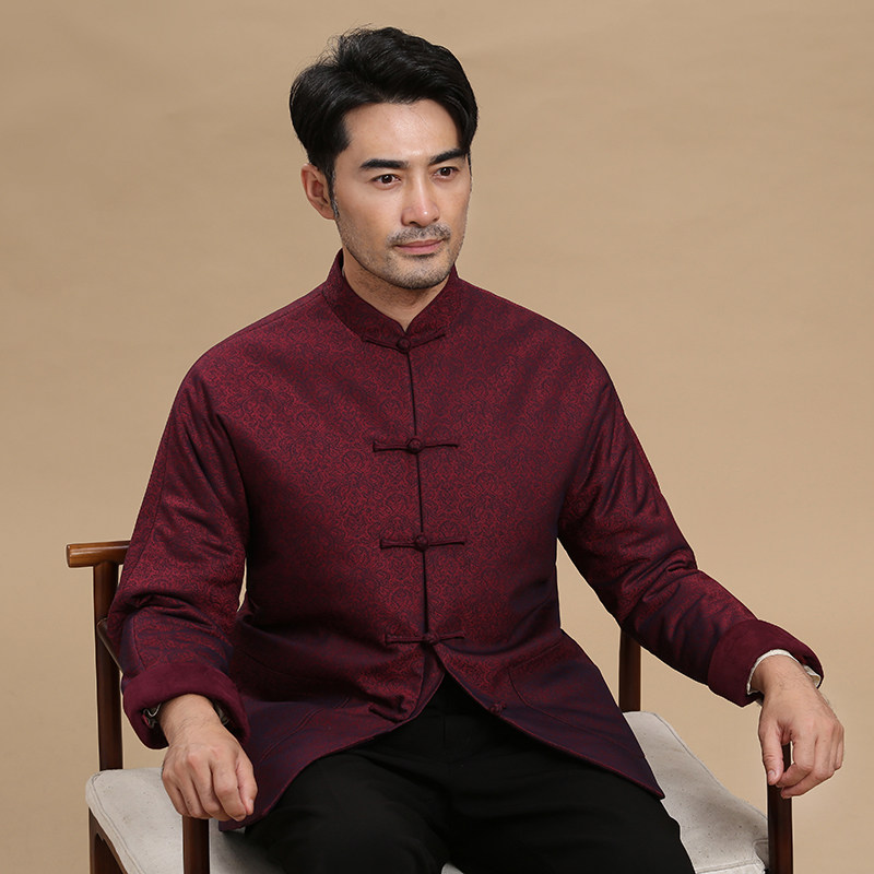 唐装男中老年冬季加厚棉服中国风盘扣立领休闲中式外套爸爸装上衣,淘宝优惠券,粉丝福利购,淘宝优惠卷