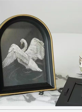 复古风现代美学天鹅装饰画法式中古风玄关卧室客厅高级感挂画