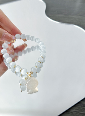 【超素】天然荔枝冻白玛瑙手链莲蓬吊坠手串清欢白月光串珠手饰