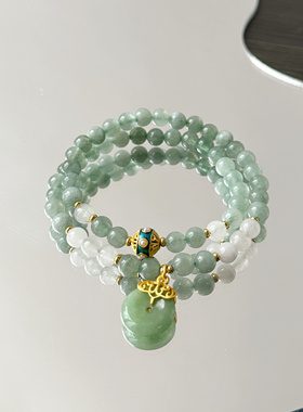【青花绿】小清新天然玉髓爆花水晶手链女森系简约花朵手串手环