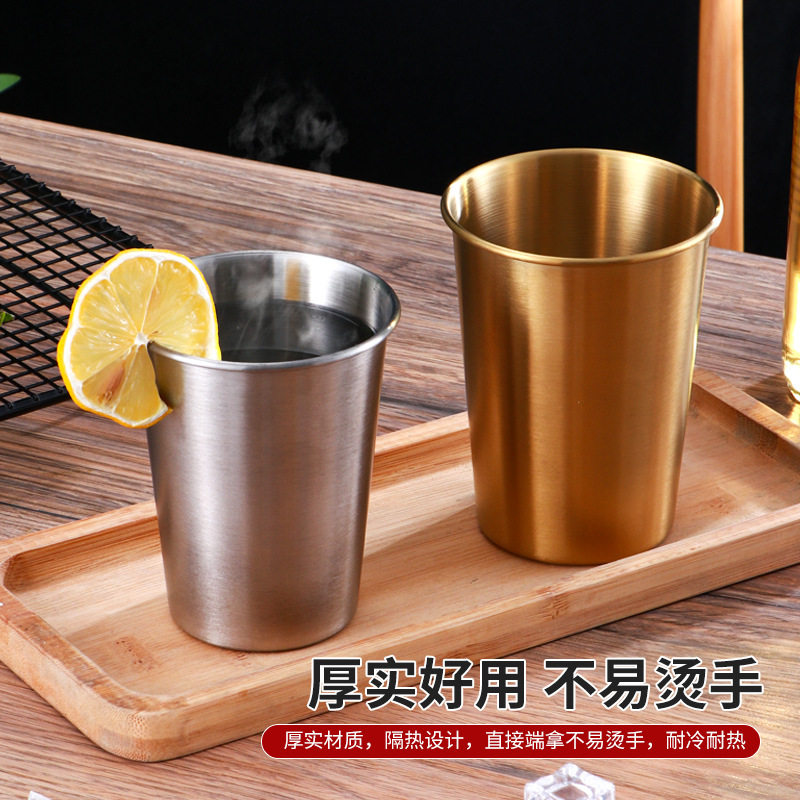 304不锈钢水杯子卷边单层啤酒杯logo咖啡杯大容量口杯冷饮杯,淘宝优惠券,粉丝福利购,淘宝优惠卷