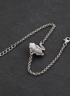 精品玉石手链女式镀银复古时尚中国风烧蓝珍珠链祥云民族风饰品