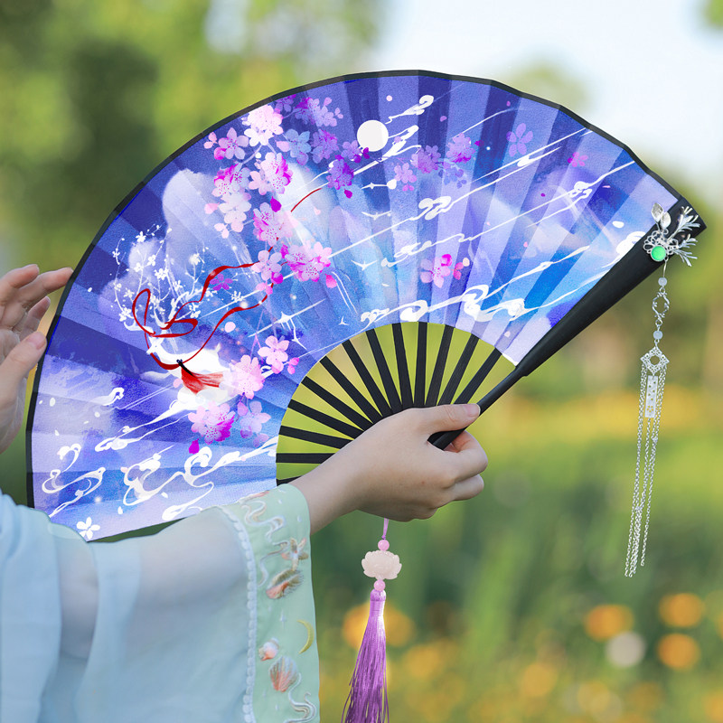 抖音同款扇子双面彼岸花九尾狐男女生霸气古装汉服绢布折扇中国风 扇兴堂 淘优券