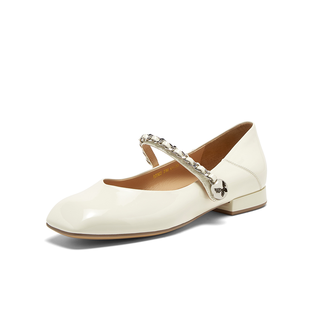 百思图南法庄园24秋商场新款银色玛丽珍小皮鞋女法式单鞋A2363CQ4 - 图1