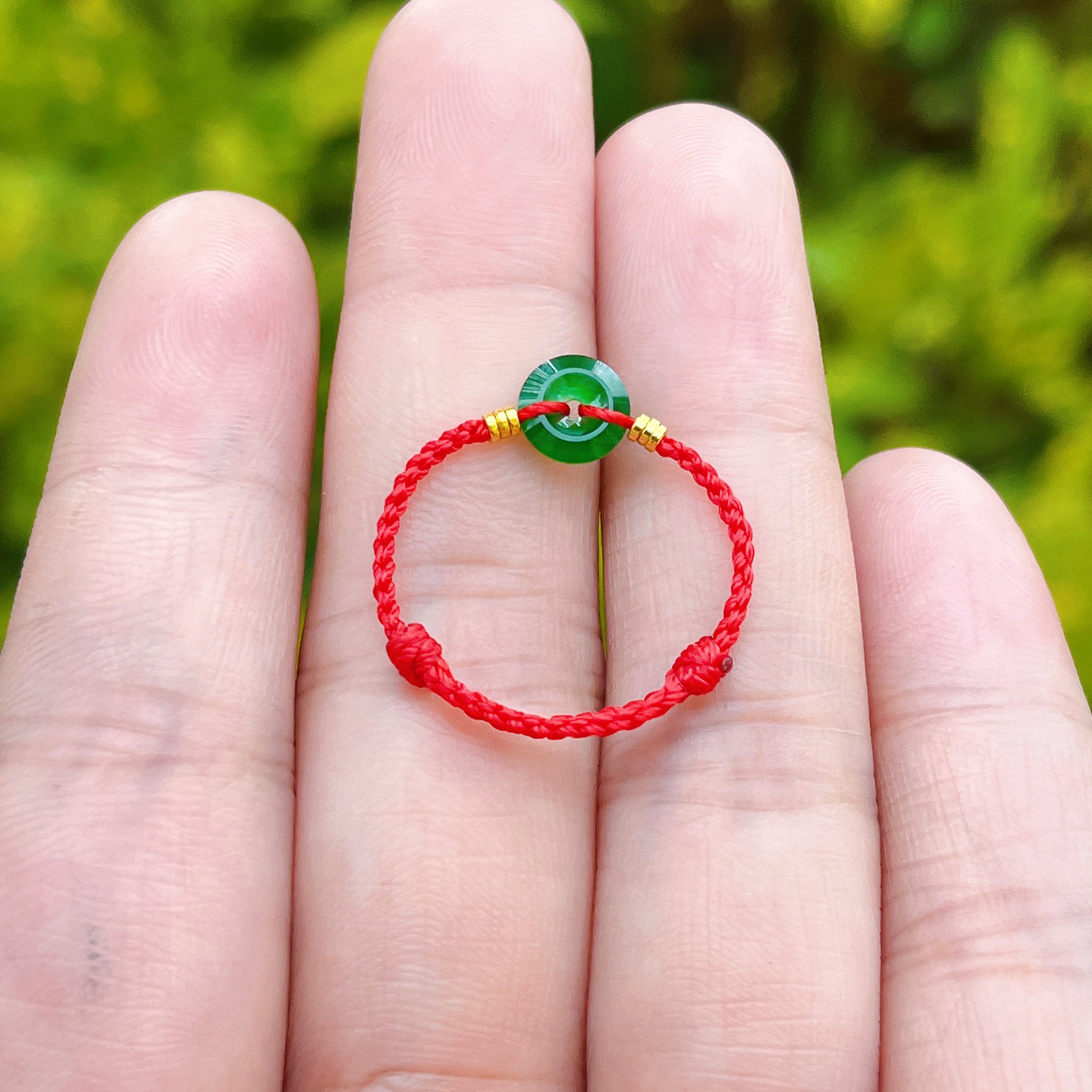 天然冰辣阳绿色翡翠平安扣编织款女戒指新中式可调节黄金红绳礼物,淘宝优惠券,粉丝福利购,淘宝优惠卷