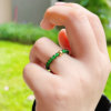 Natural high ice spicy green jadeite millet bead ring 999 pure gold gold women's new Chinese style national style