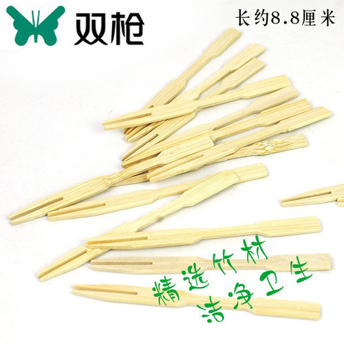 【拍1发3】双枪竹子水果叉子水果签蛋糕叉点心叉食品叉子GC1175 - 图2