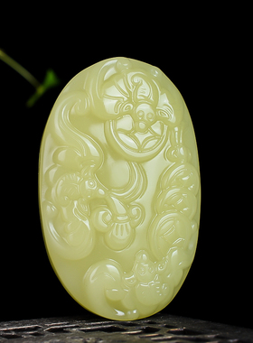 青峰玉业青山新疆和田玉青玉把件玉蝙蝠福在眼前手把件手玩件腰挂