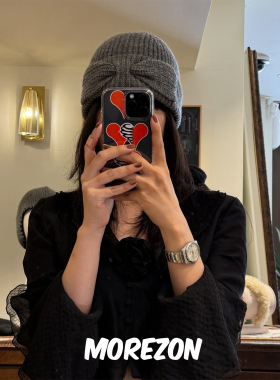 MOREZON【Brown hat Rosette Beanie】秋冬潮人玫瑰型针织毛线帽