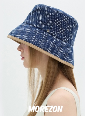 MOREZON【Brown hat Luvre Bucket】25SS潮人休闲棋盘格渔夫帽子