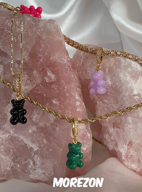 MOREZON【Crystal Haze】挪威设计师品牌明星同款小熊吊坠金色扣