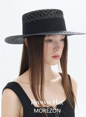 MOREZON【Brown hat Coco Boater Hat】26春夏新款潮人镂空草帽女