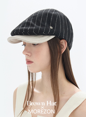 MOREZON【Brown hat Henry Hunting Cap】26春夏条纹拼接前进帽子