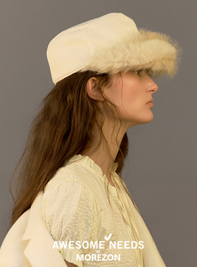 MOREZON【AWESOME NEEDS BELLBOY CAP】26秋冬新款仿皮草骑士帽女