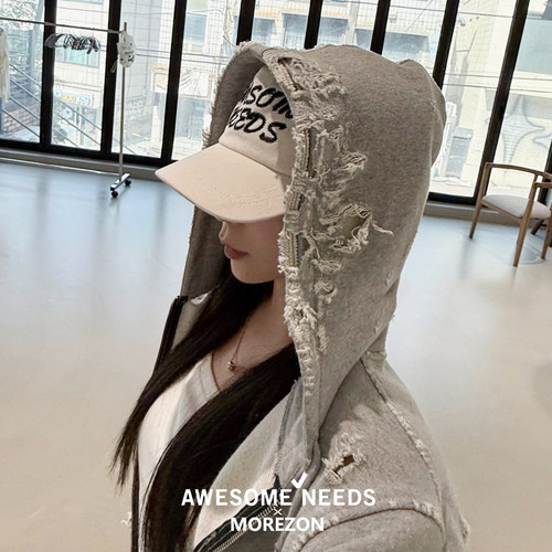 MOREZON【AWESOME NEEDS TRUCKER CAP】26春夏做旧水洗网眼棒球帽 - 图0