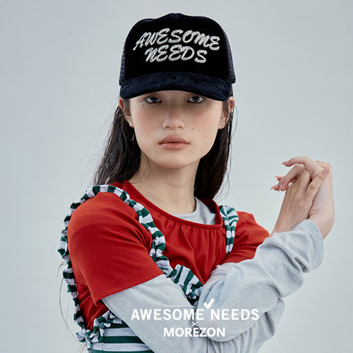 MOREZON【AWESOME NEEDS TRUCKER CAP】26春夏做旧水洗网眼棒球帽 - 图1