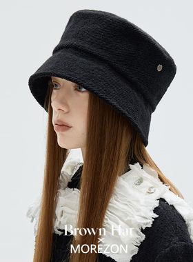 MOREZON【Brown hat Diana Pillbox】26秋冬新款复古平顶药盒帽女