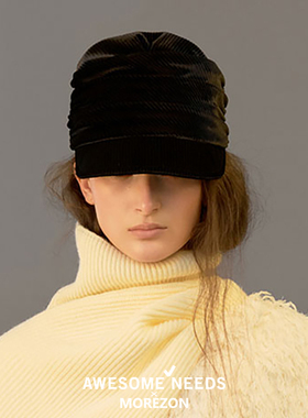 MOREZON【AWESOME NEEDS BELLBOY CAP】26秋冬褶皱灯芯绒报童帽子