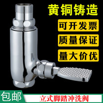 Copper upright down-to-earth flushing valve urinal flushing water valve straight drum stool flushing foot trampled time-lapse valve