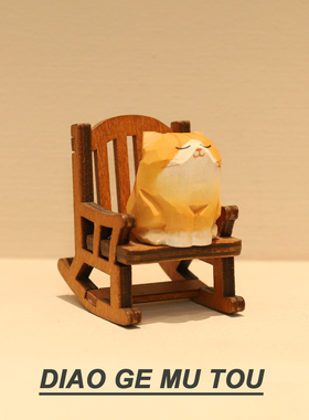 手工木雕小猫桌面摆件可爱送闺蜜男女生的生日小礼物圣诞节新年