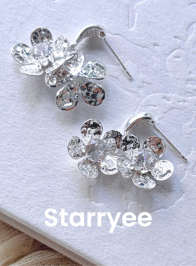 Starryee肌理感双面花朵耳饰女