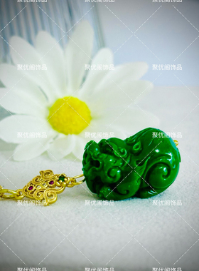 爆款国风新中式满绿色貔貅项链坠男女款福气满满男女项链吊坠