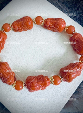 爆款招财进宝貔貅手链满肉柿子红色系高颜值招财礼物男女款手链