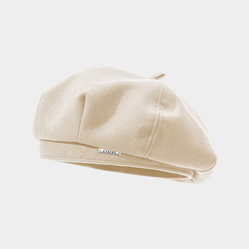 韩版毛呢贝雷帽女秋冬款显脸小2025新款大头围黑色八角帽画家帽子,淘宝优惠券,粉丝福利购,淘宝优惠卷