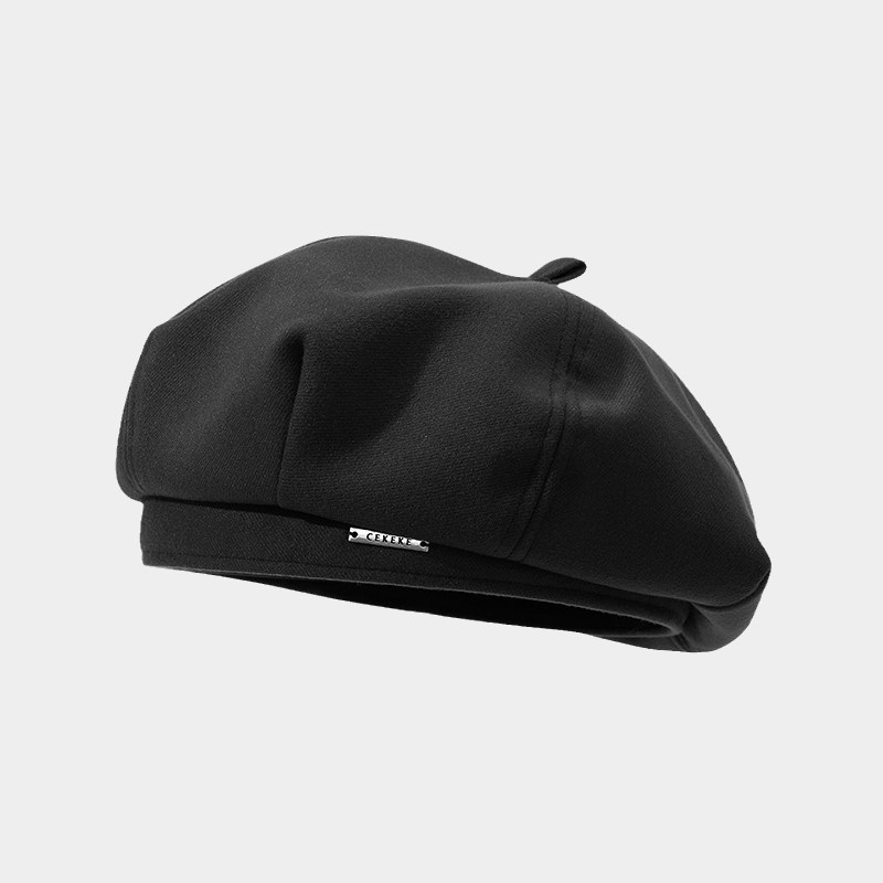 韩版毛呢贝雷帽女秋冬款显脸小2025新款大头围黑色八角帽画家帽子,淘宝优惠券,粉丝福利购,淘宝优惠卷