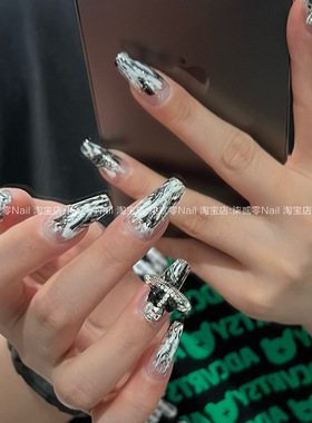 柒贰零Nail  超酷西太后美甲光疗成品定制穿戴甲可拆卸贴片假指甲