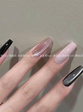 柒贰零Nail 新款穿戴甲猫眼纯色拼搭款显白纯手工甲片可拆卸贴片