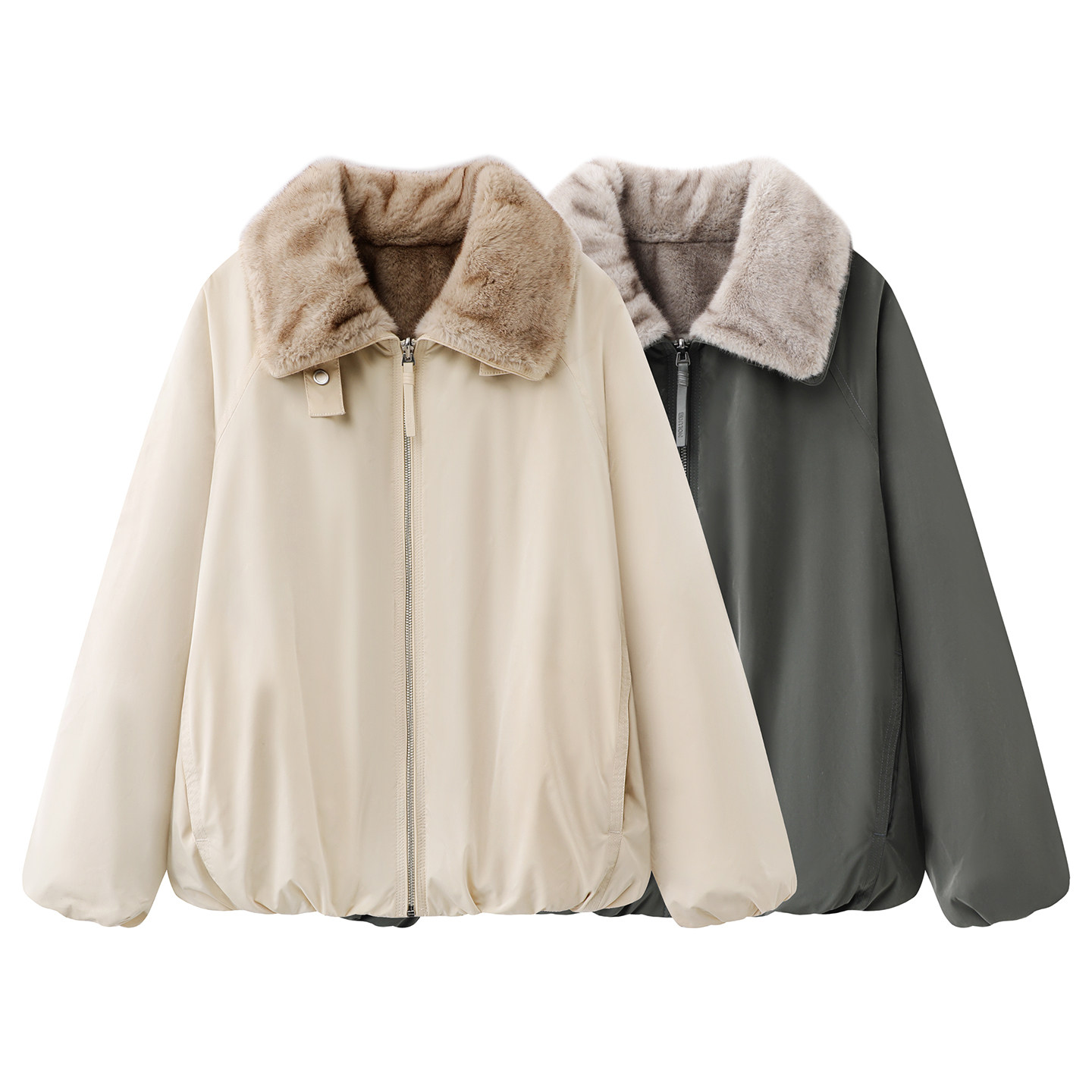 定制2025冬高圆圆同款翻毛领拉链宽松显瘦休闲百搭收腰两面穿外套,淘宝优惠券,粉丝福利购,淘宝优惠卷