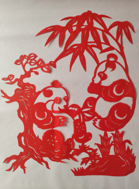熊猫手工装饰画特色礼品尺寸剪纸
