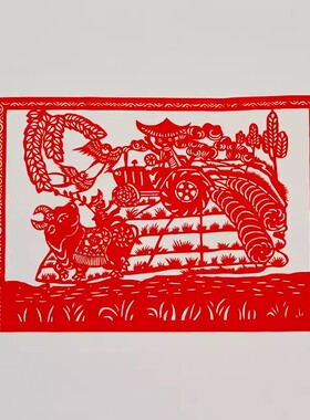 窗花成品红色装饰画农耕