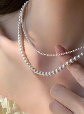 双层珍珠项链叠戴珍珠项链