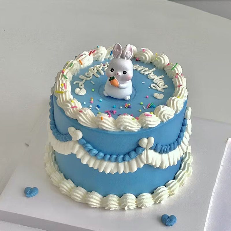 兔宝宝满月百天蛋糕装饰摆件可爱兔子男孩女孩周岁生日甜品台插件