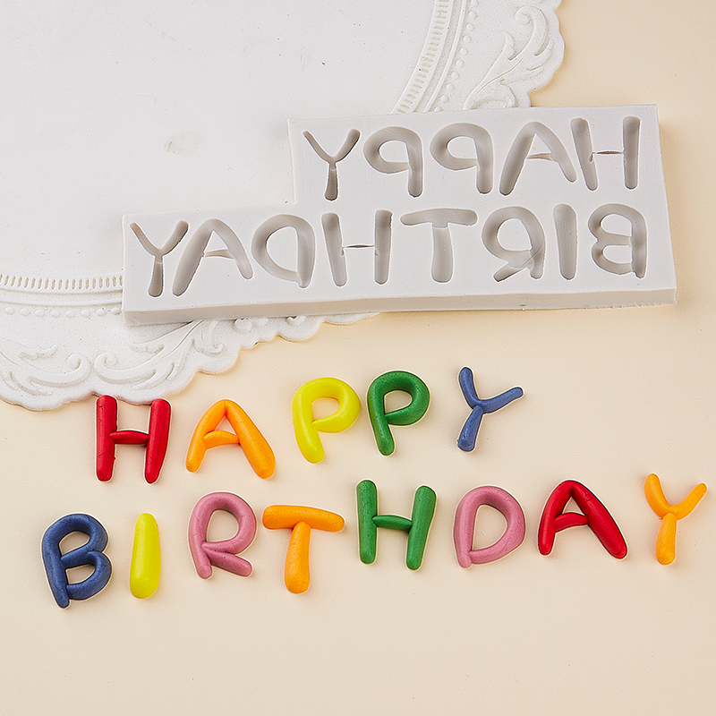 生日快乐happy birthday英文中文字母蛋糕装饰巧克力翻糖硅胶模具 - 图1