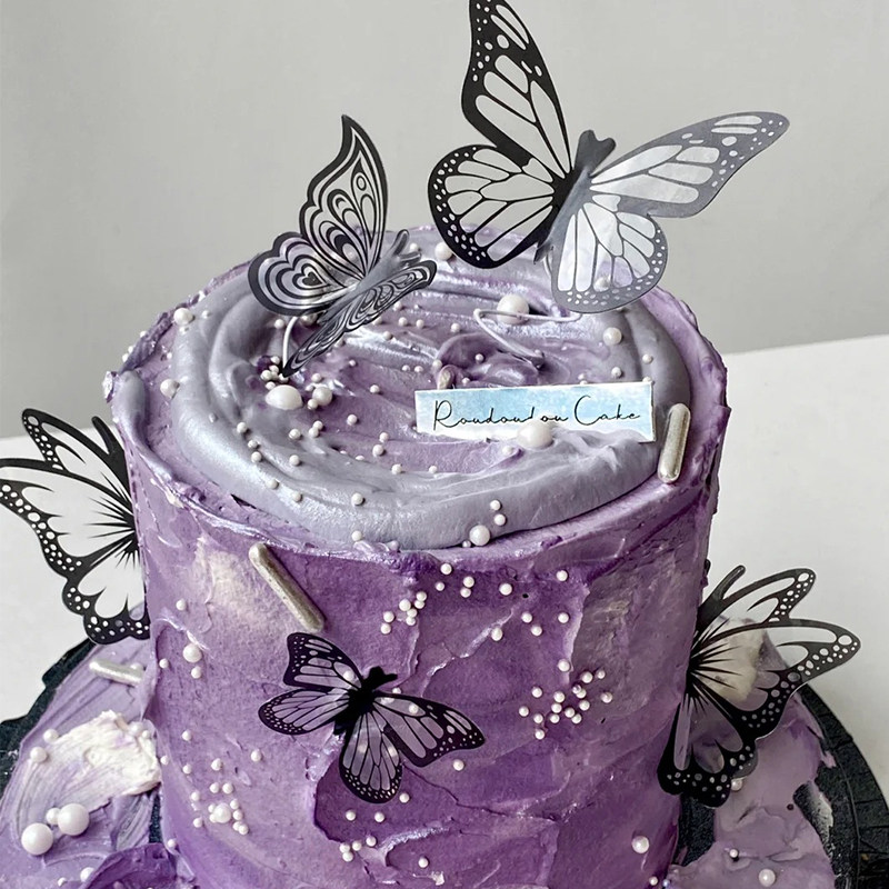 幻彩蝴蝶蛋糕装饰插件白色镂空摆件网红ins女神生日甜品烘焙插牌m,淘宝优惠券,粉丝福利购,淘宝优惠卷