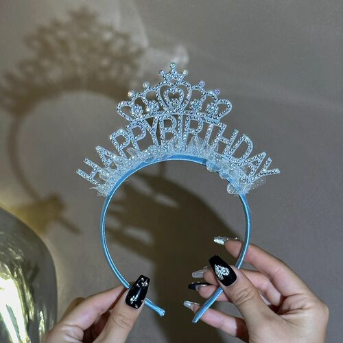 抱抱酱钻石珍珠皇冠发箍女神生日快乐毛毡头箍发饰成人生日帽子l - 图3