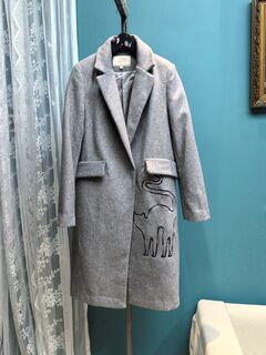 Shulang series gray long slim coat