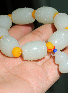 手钏玉石桶珠和田玉籽料手链